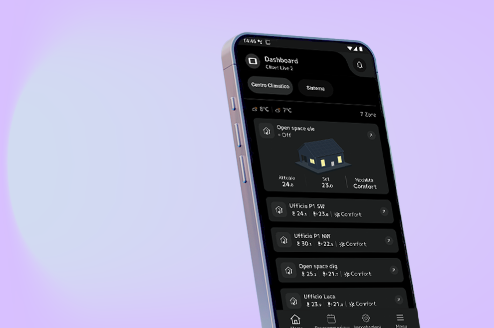 CONTROL4 NRG by Clivet: Simplu ca un clic. Immagine telefono con App Clivet Eye.